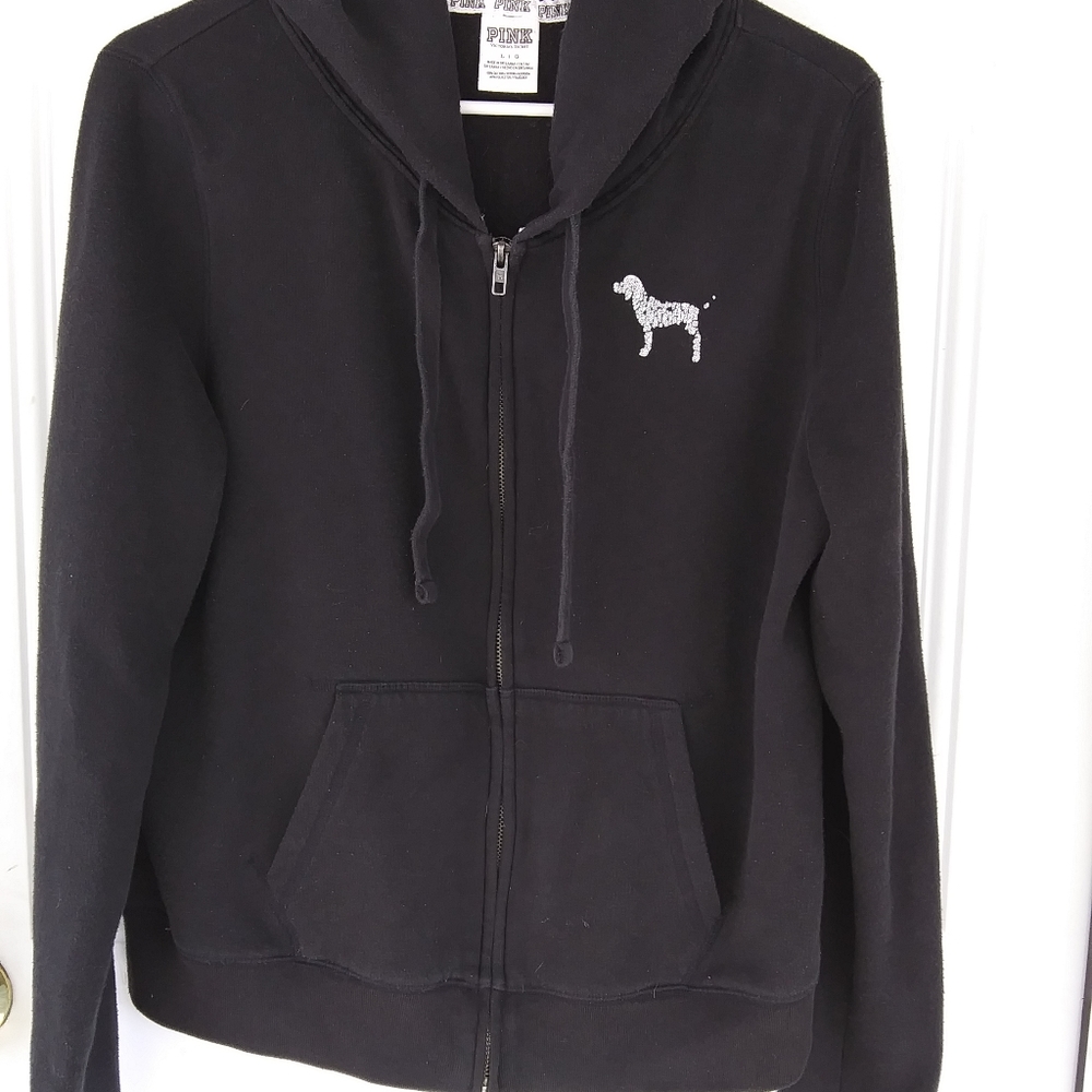 Pink victoria secret jacket full zip black women's